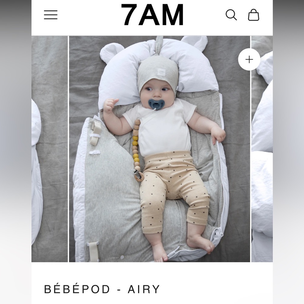 Bebe Airy Pod 7AM white comfy and cozy stroller/car seat footmuff pod